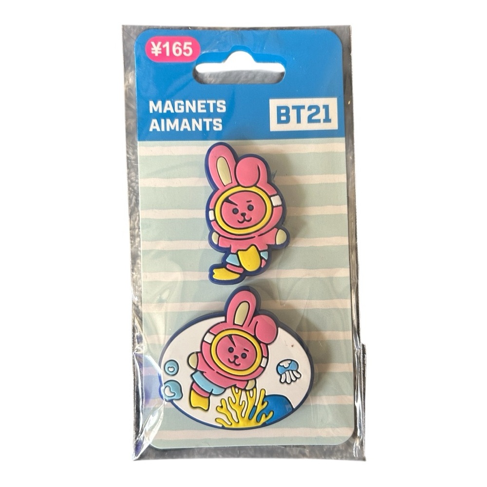 BT21 Let’s Splash Cooky 2 Pack Magnet Set New & Sealed